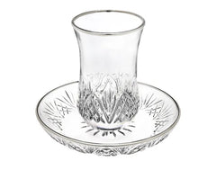 Kiddush Cup & Tray: Crystal Silver Rim
