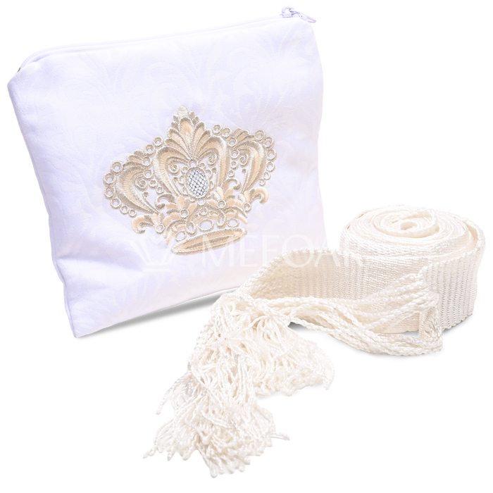 Silk Gartel, Handmade, White Strings - Gartels | Judaica Square Lakewood