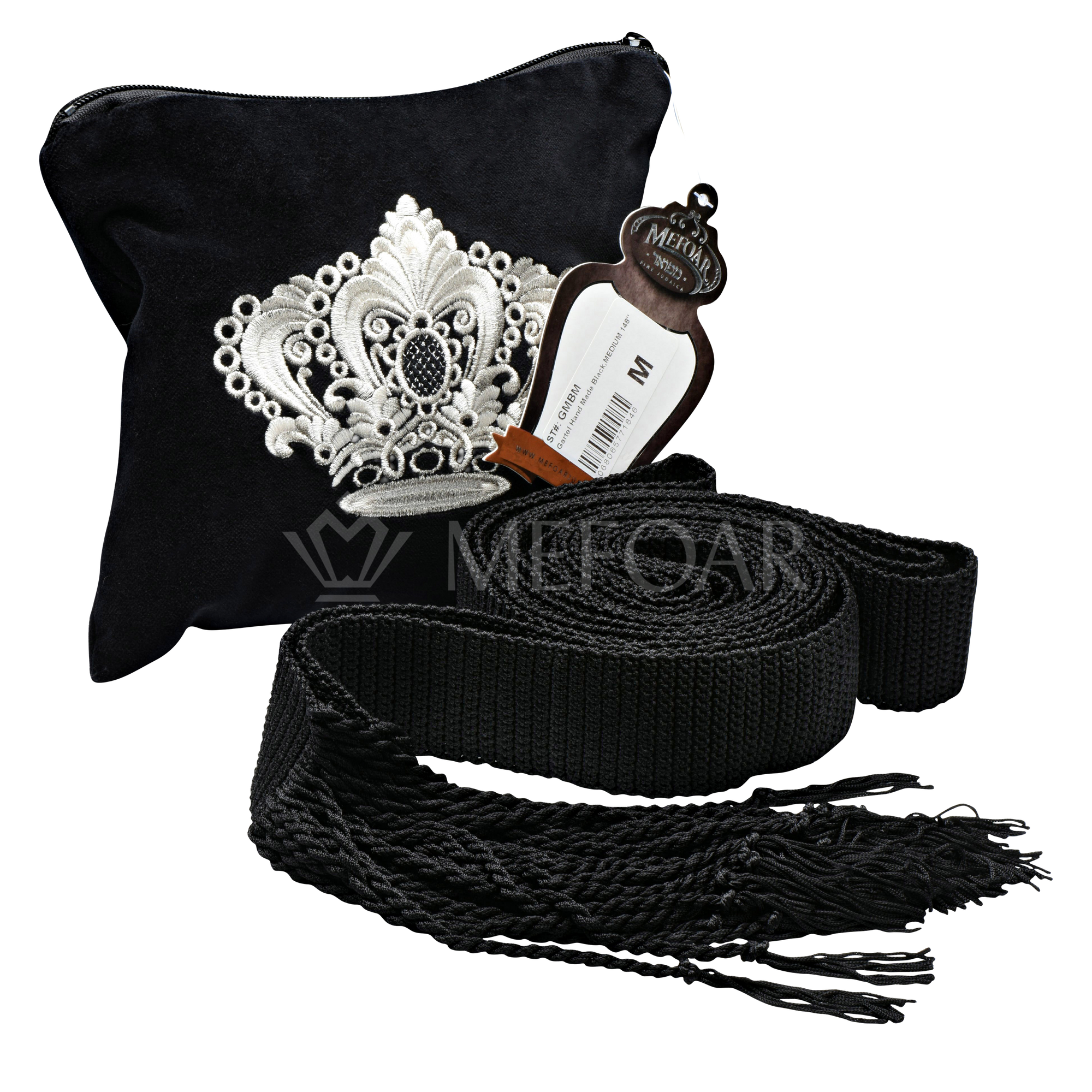 Mefoar Gartel,  Hand Made, Black - Gartels