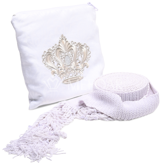 Gartel, Hand Made Crochet, White - Gartels | Judaica Square Lakewood