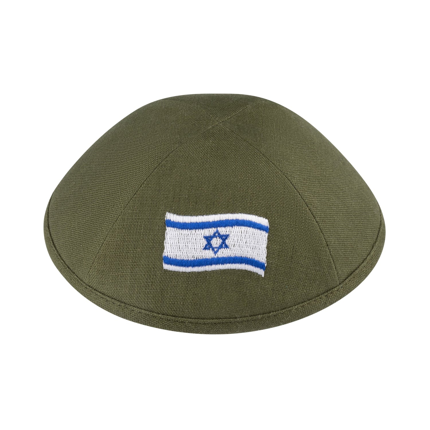 Yarmulka Kippah - showing Israeli flag accent, six-panel construction
