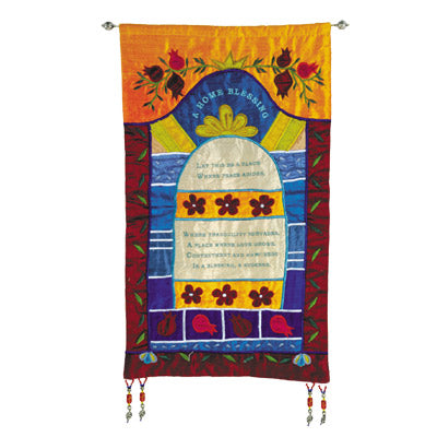 Red Home Blessing in English Wall Hanging