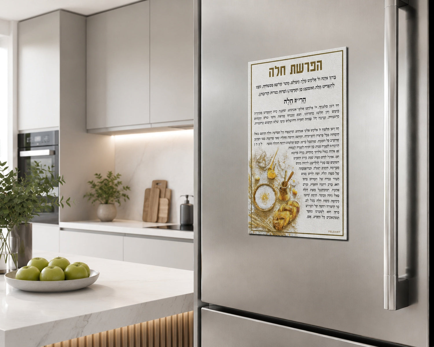 Leather Heirloom Gold Hafrashas Challah Magnet — Shabbos, Leatherite | Judaica Square Lakewood