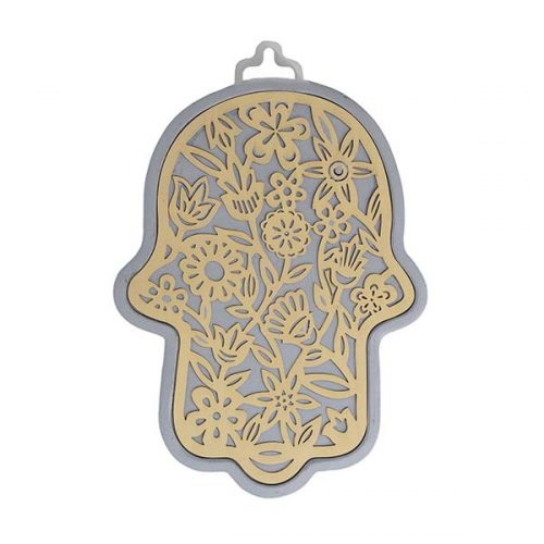 Emanuel Anodized Aluminum Hamsa with Flower Cutout