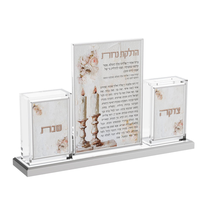 Leatherite Blush Hadlakos Neiros Set — Shabbos | Judaica Square Lakewood