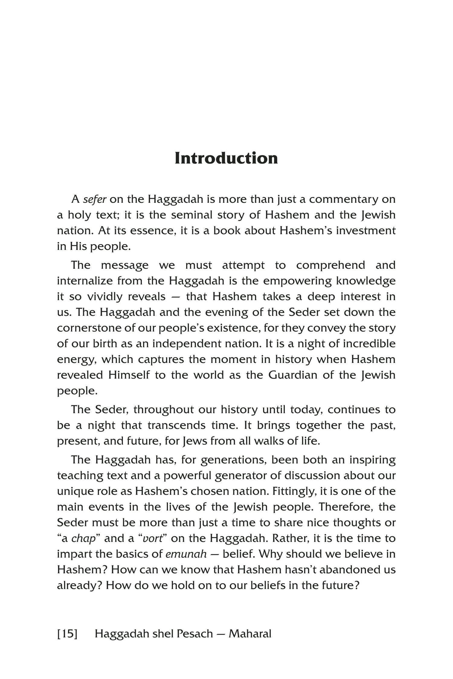 Haggadah Shel Pesach Based on the Maharal