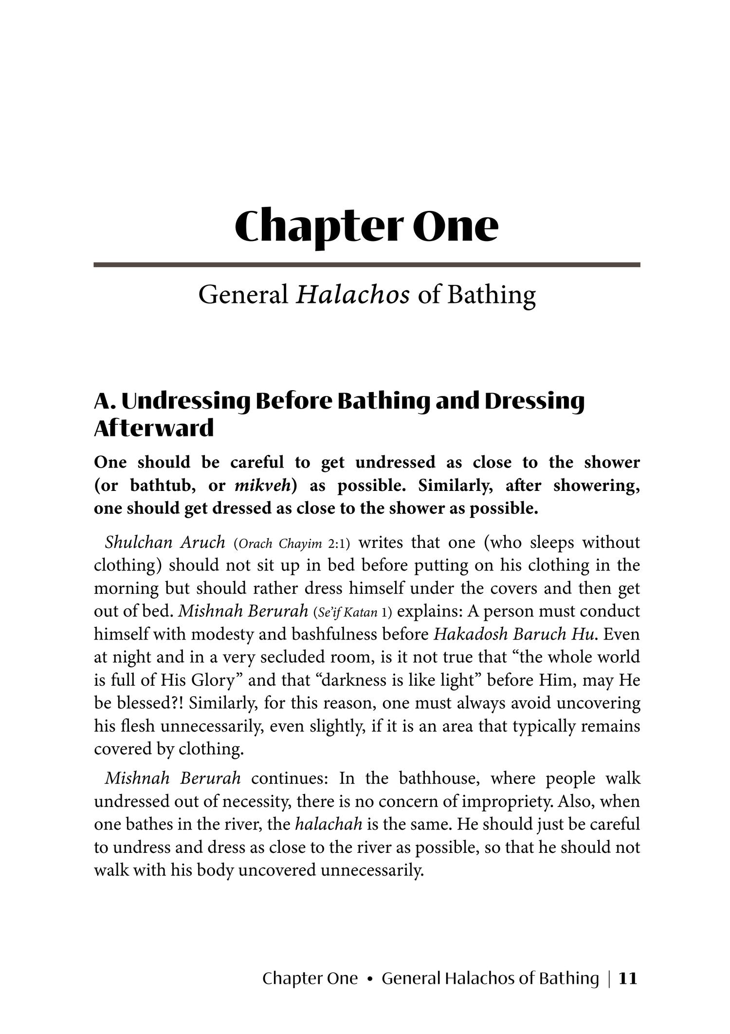 Bathing and Showering in Halachah