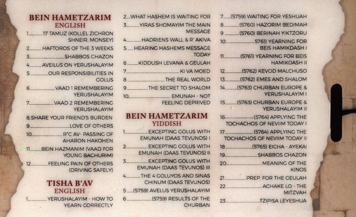 Rav Mattisyahu Salomon Vaadim - Bein Hametzarim - USB