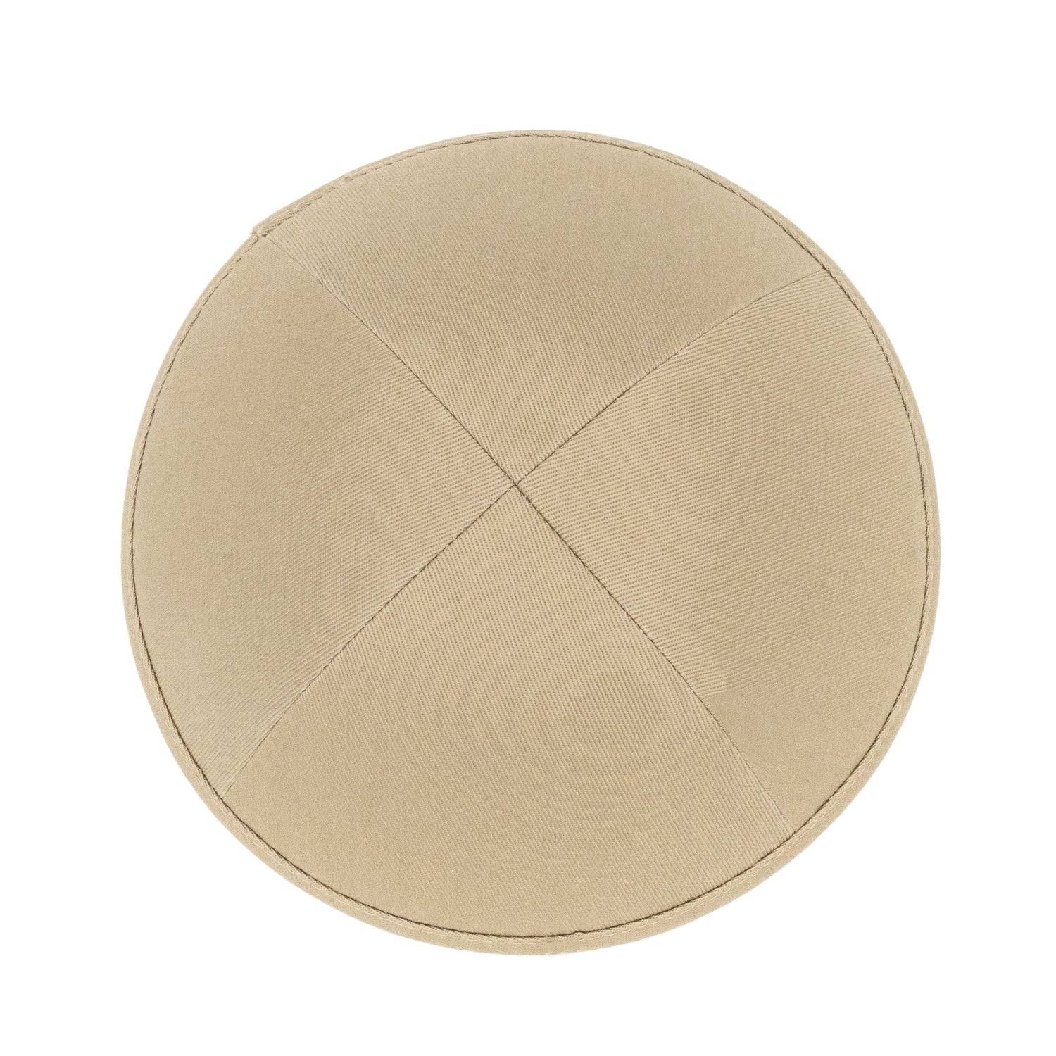 Tan Cotton Kippah - side view showing six-panel design