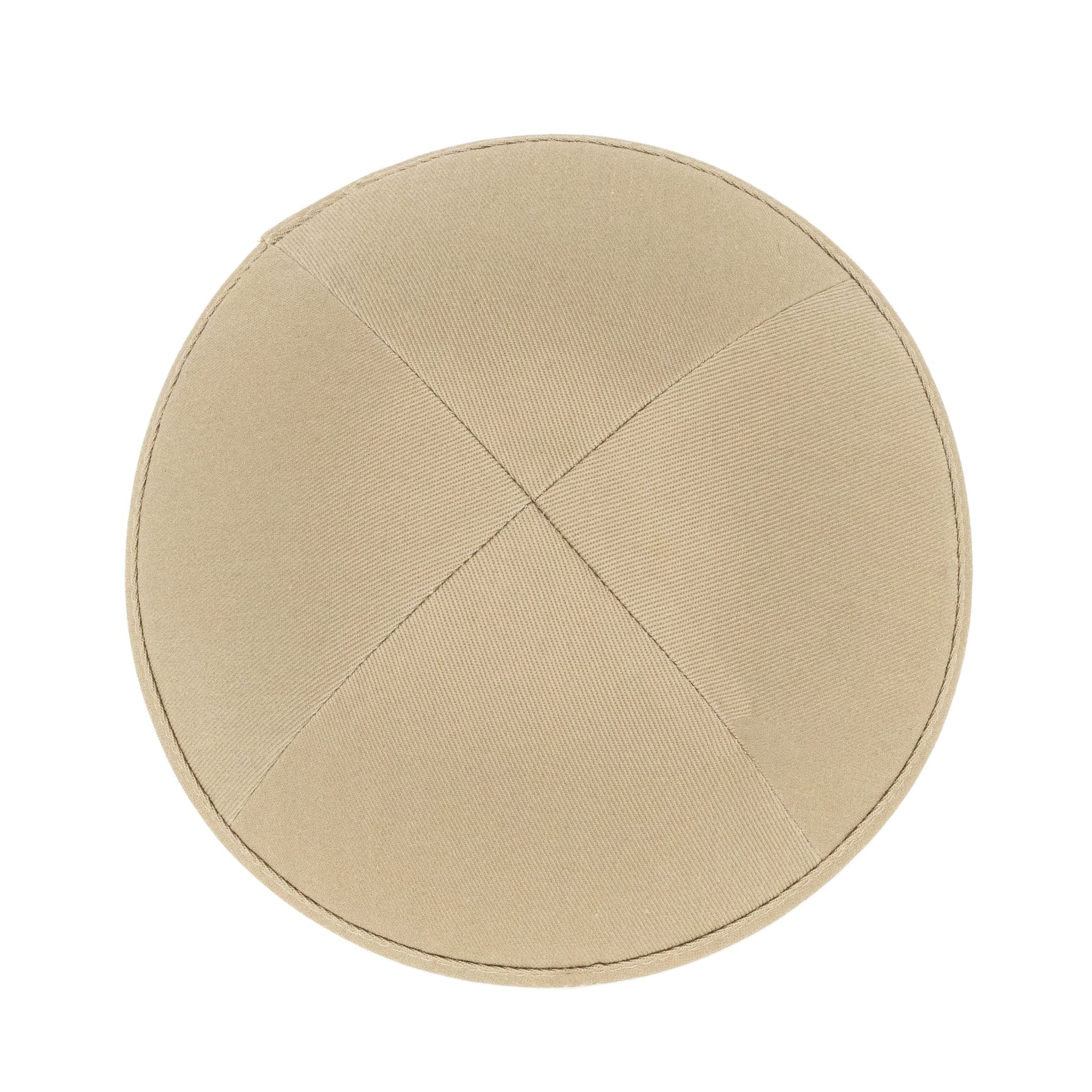 Tan Cotton Kippah - side view showing six-panel design