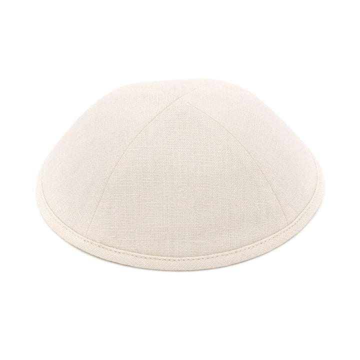 Beige Linen Kippah / Yarmulke