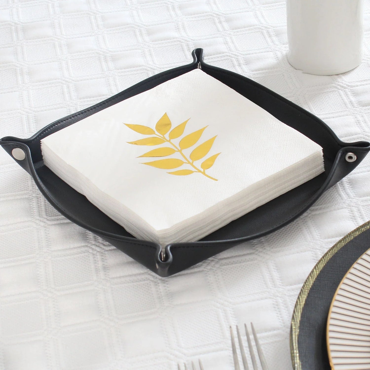 Faux leather napkin holder and trinket tray | Judaica Square Lakewood (view 7)