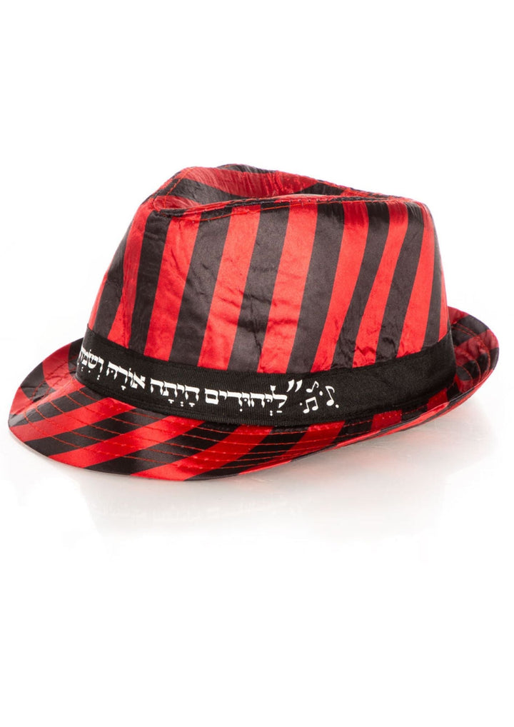 Red and Black Fedora Purim Hat-Layehudim Band