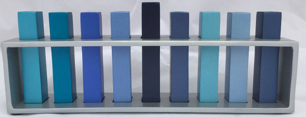 Emanuel Frame & Branches Menorah-- Blue (EM-HN3)