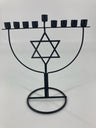 Metal Candle Chanukah Menorah 8" -Black-Magen David (M-MN8274BL)