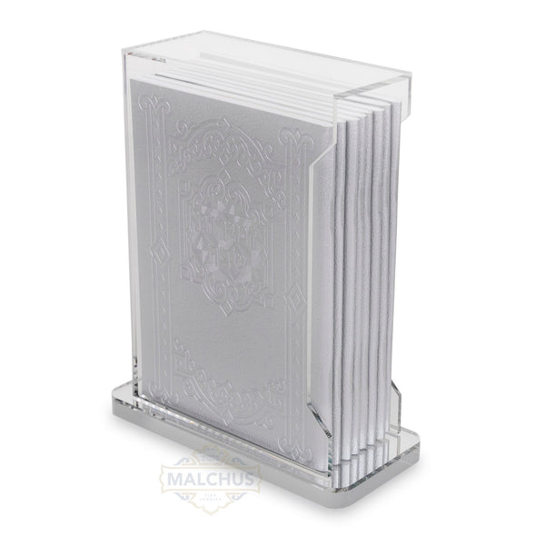 Lucite Zemiros Holder with 10 Zemiros Shabbos #255 Silver - Benchers & Zemiros