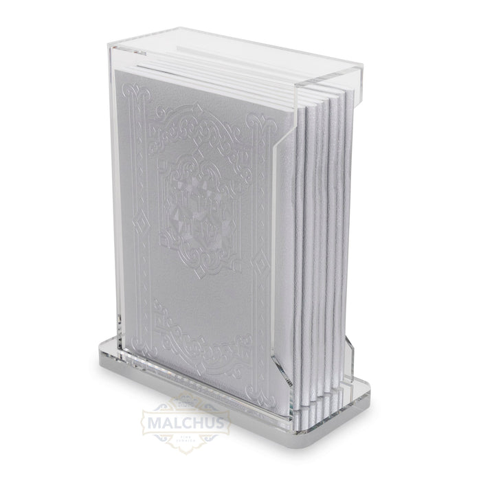 Lucite Zemiros Holder with 10 Zemiros Shabbos #255 Silver - Benchers & Zemiros