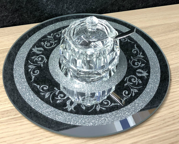 Honey Dish on Mirror Tray