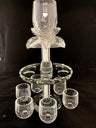 6 Cup Crystal Kiddush Fountain On Foot  (SHB-12378)