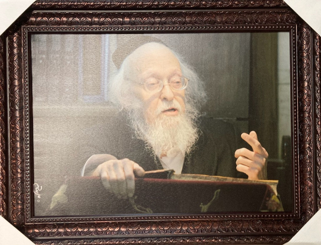 R' Elyashiv Learning  17" x 23" Framed Canvas (J10C25MD)