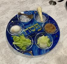 Acrylic Seder Plate Blue/Gold