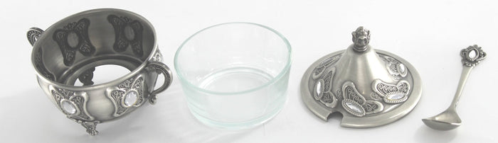 Honey Dish Pewter With Stones (X007)