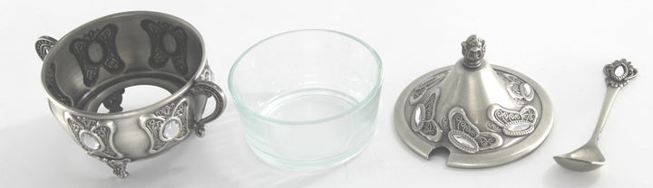 Honey Dish Pewter With Stones