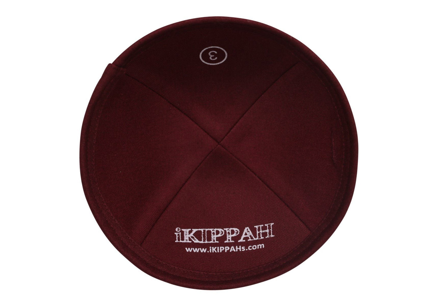 Close-up of Burgundy Linen Kippah rim trim detail