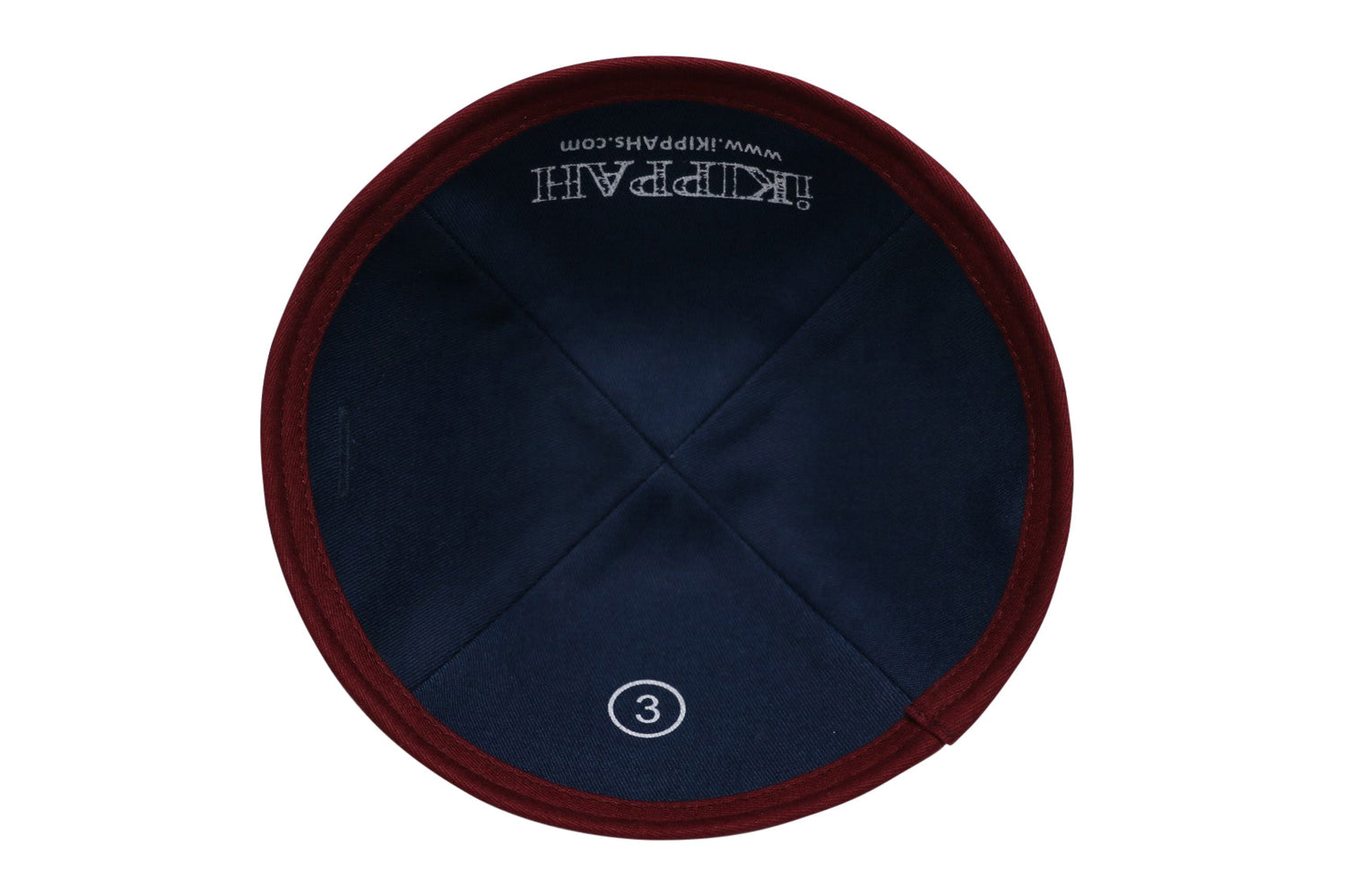 Close-up of Red Velvet Kippah lining and stitching