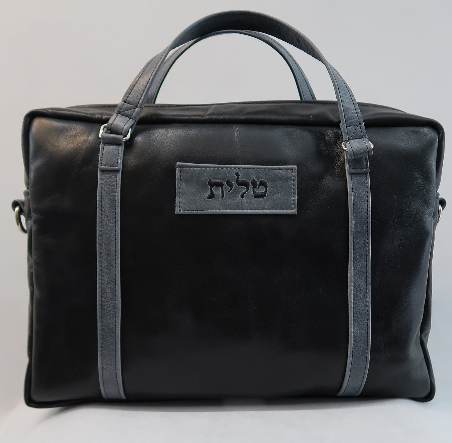 Prestige Custom Leather Tallit & Tefillin Bag — Travel & Compact Design (1025-BK) — view 2