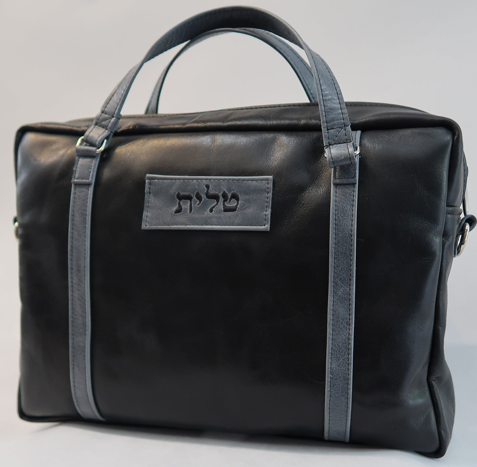 Prestige Custom Leather Tallit & Tefillin Bag — Travel & Compact Design (1025-BK)