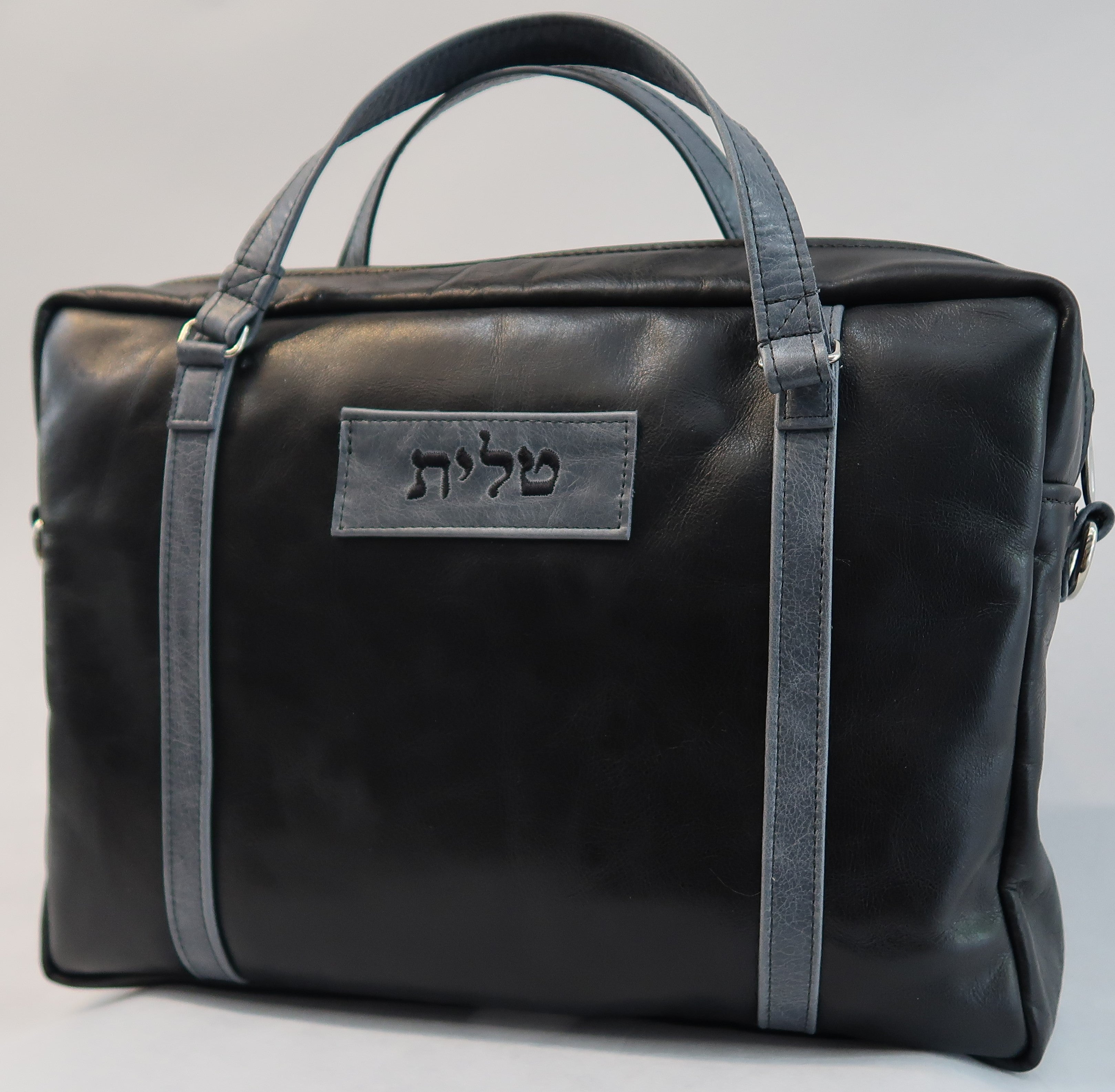 Prestige Custom Leather Tallit & Tefillin Bag — Travel & Compact Design (1025-BK)