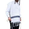 Textured wool double fringe V-neck tzitzis | Judaica Square Lakewood