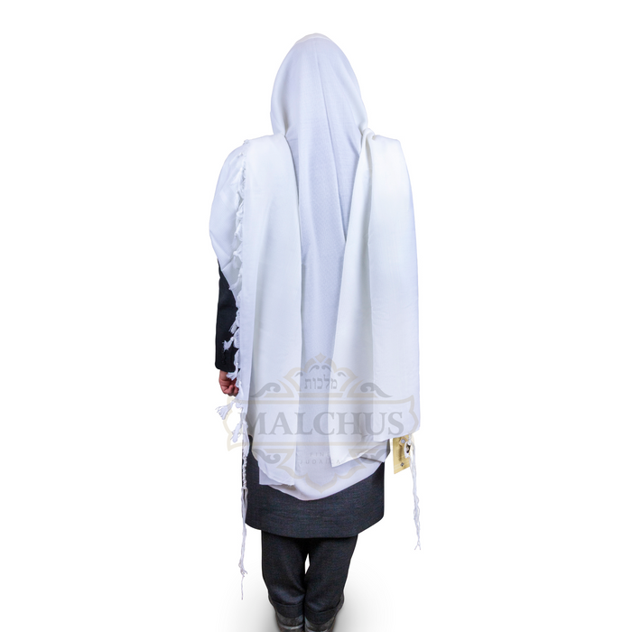 Deluxe Talis HaMefoar white stripe wool tallis | Judaica Square Lakewood