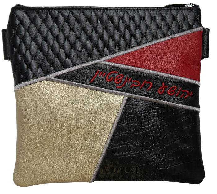 Prestige Croc Tallit & Tefillin Bag — Geometric & Diamond Design, Imperial Collection (385J-BK2)