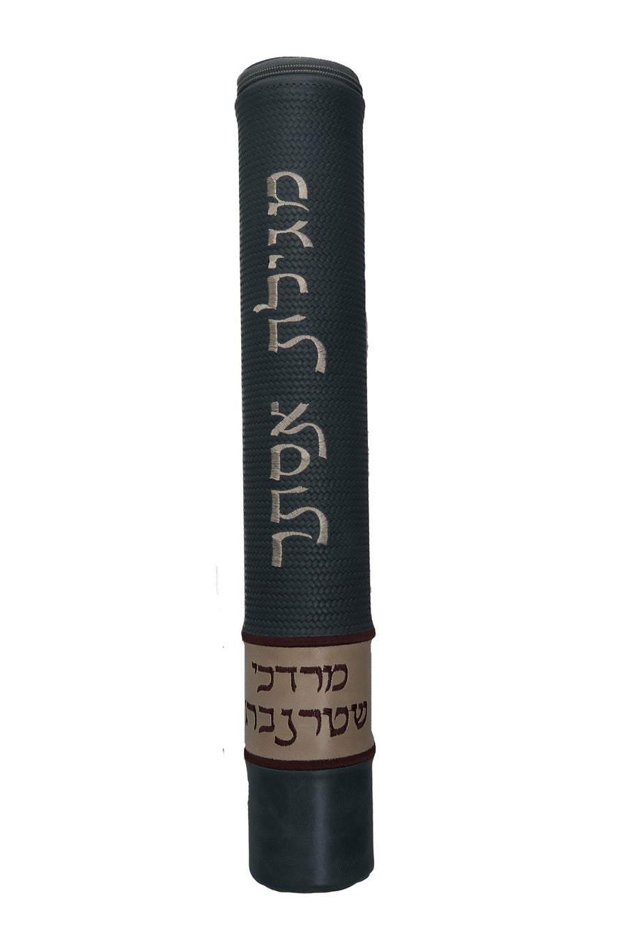Personalization preview — Regal Leather Megillah Tube — Slate Weave