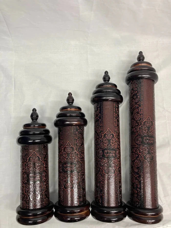Leather & Wood Megillah Holder 16" -Point Cover(MG-EYP16)