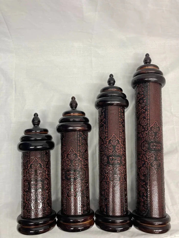 Leather & Wood Megillah Holder 12" -Point Cover(MG-EYP12)