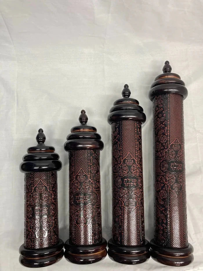 Leather & Wood Megillah Holder 12" -Point Cover