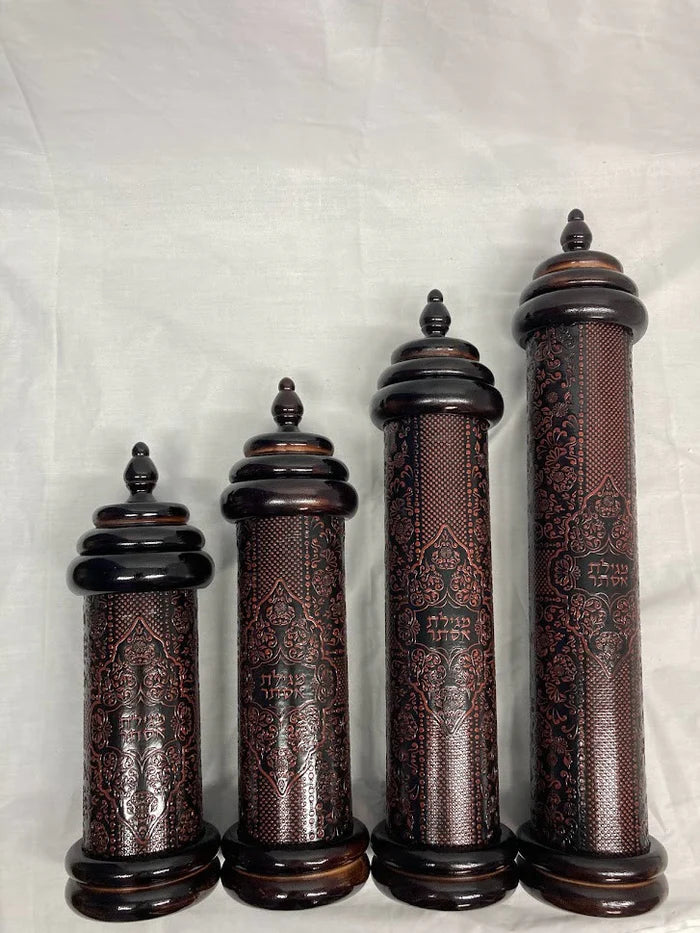 Leather & Wood Megillah Holder 8" -Point Cover(MG-EYP08)
