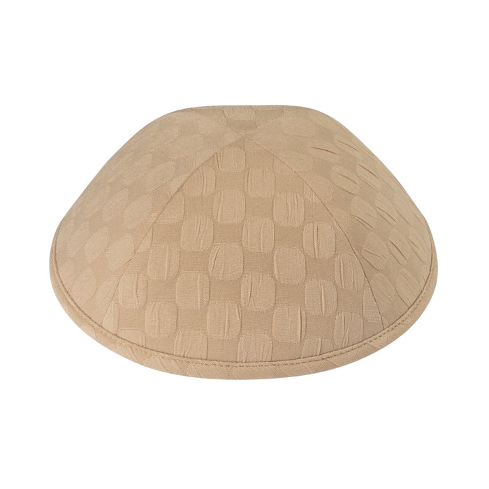 Splotch tan kippah — textured tonal dot cotton yarmulke | Judaica Square Lakewood