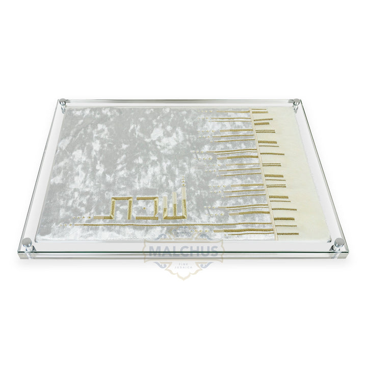 Glass Challah Board, Design #650 with Matching Challah Cover, 16x11