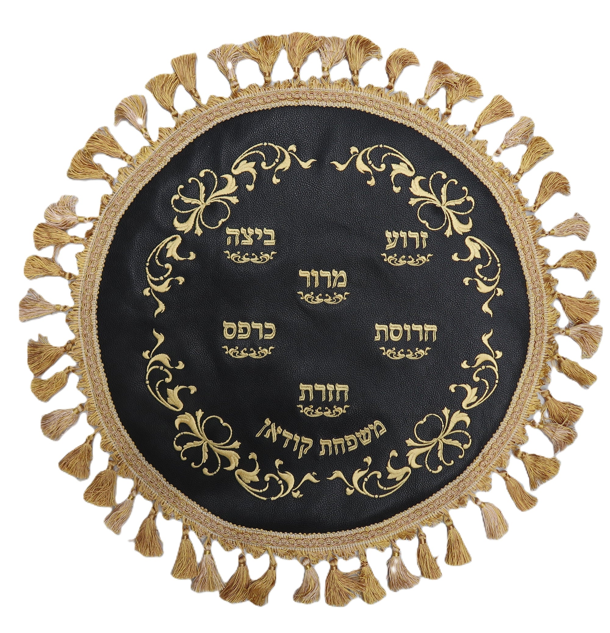Prestige Leather Matzah Cover — Crown Design, Supreme Collection (MA135-BK)