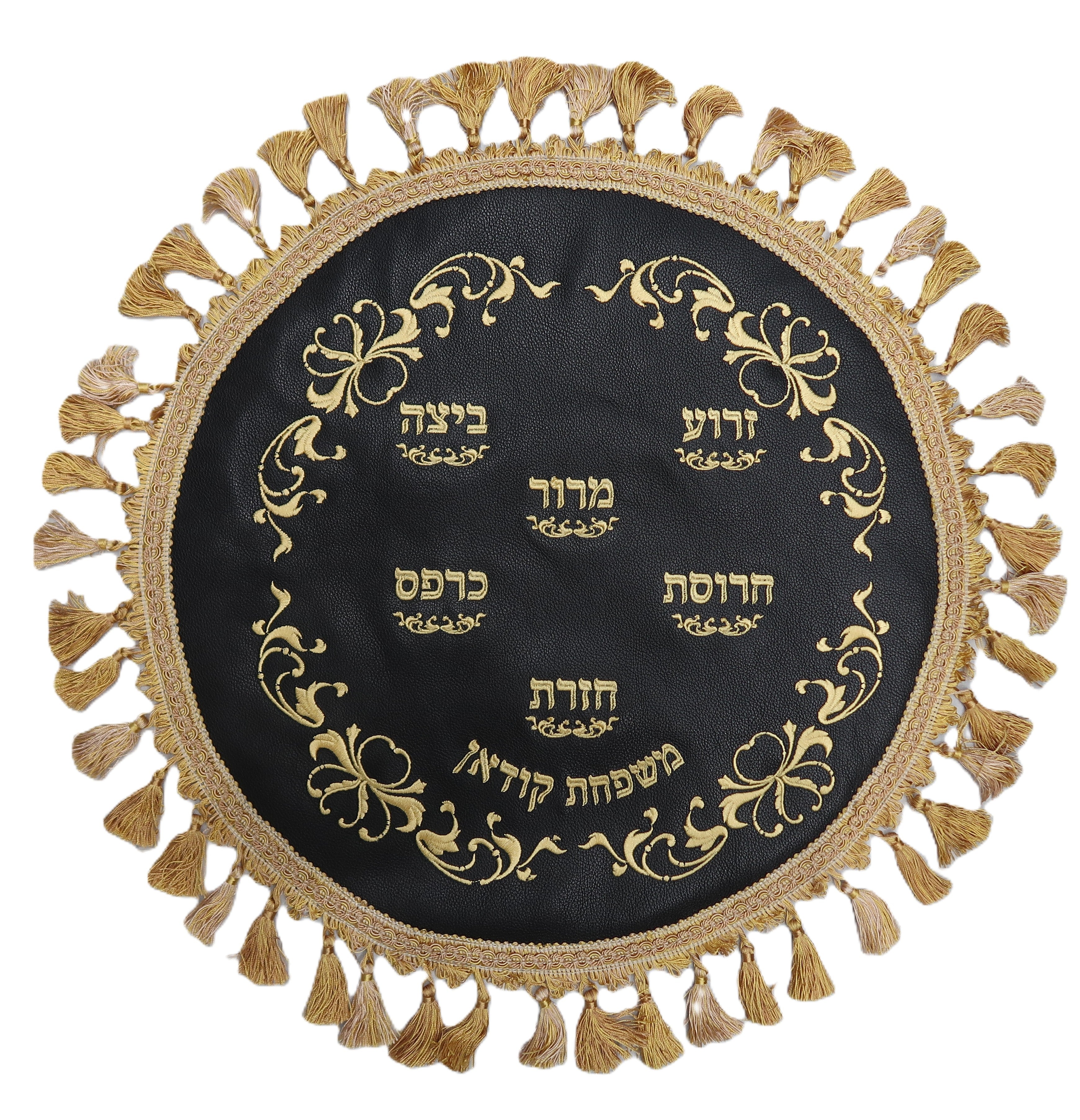 Prestige Leather Matzah Cover — Crown Design, Supreme Collection (MA135-BK)