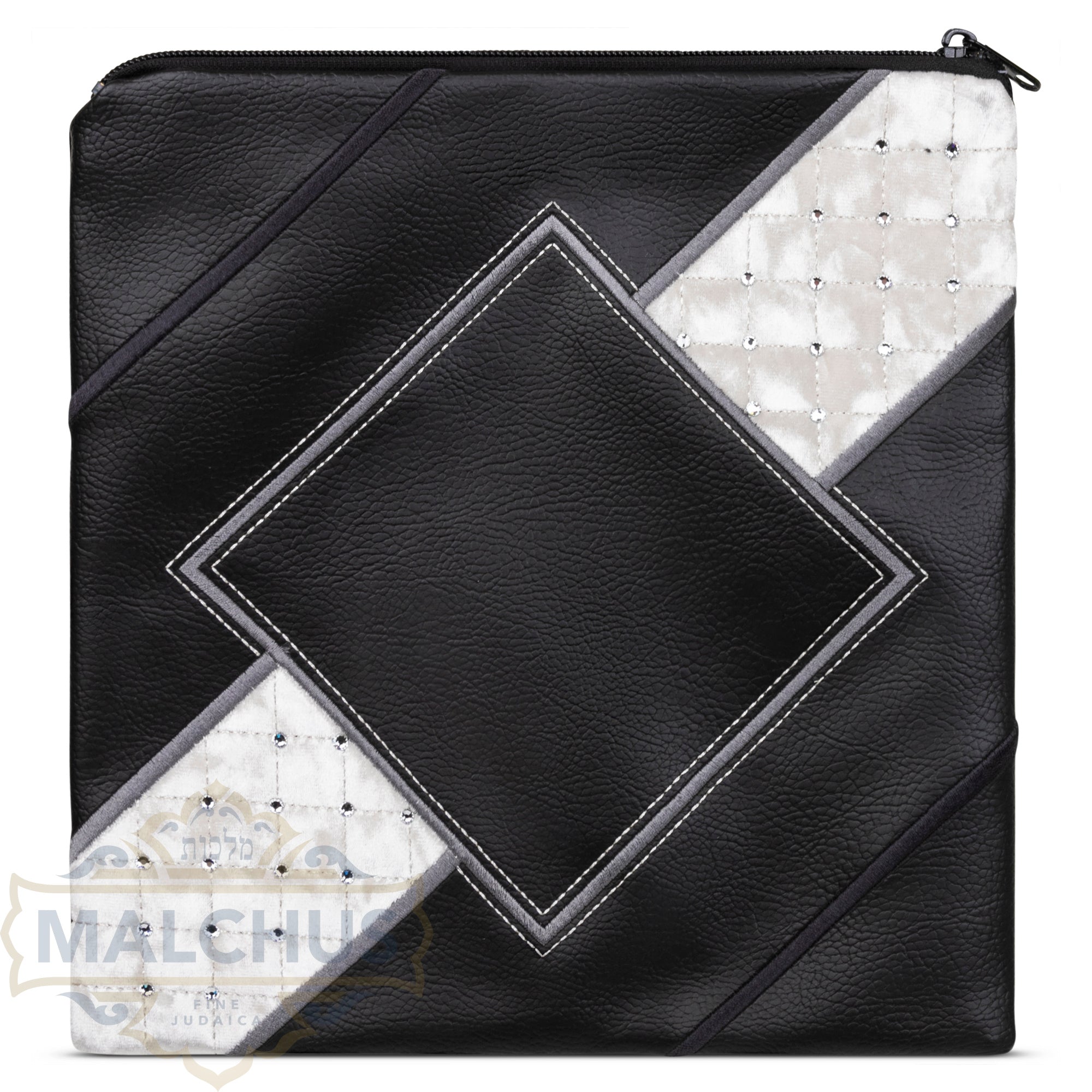 Bag #636 Black Faux Leather & White Velvet - Judaica Accessories