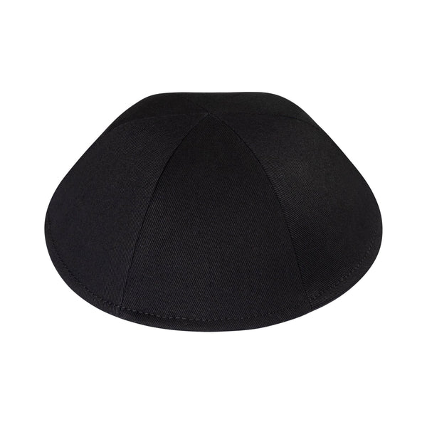 Rimless black cotton kippah – six panel matte twill yarmulke with a folded edge and no rim band