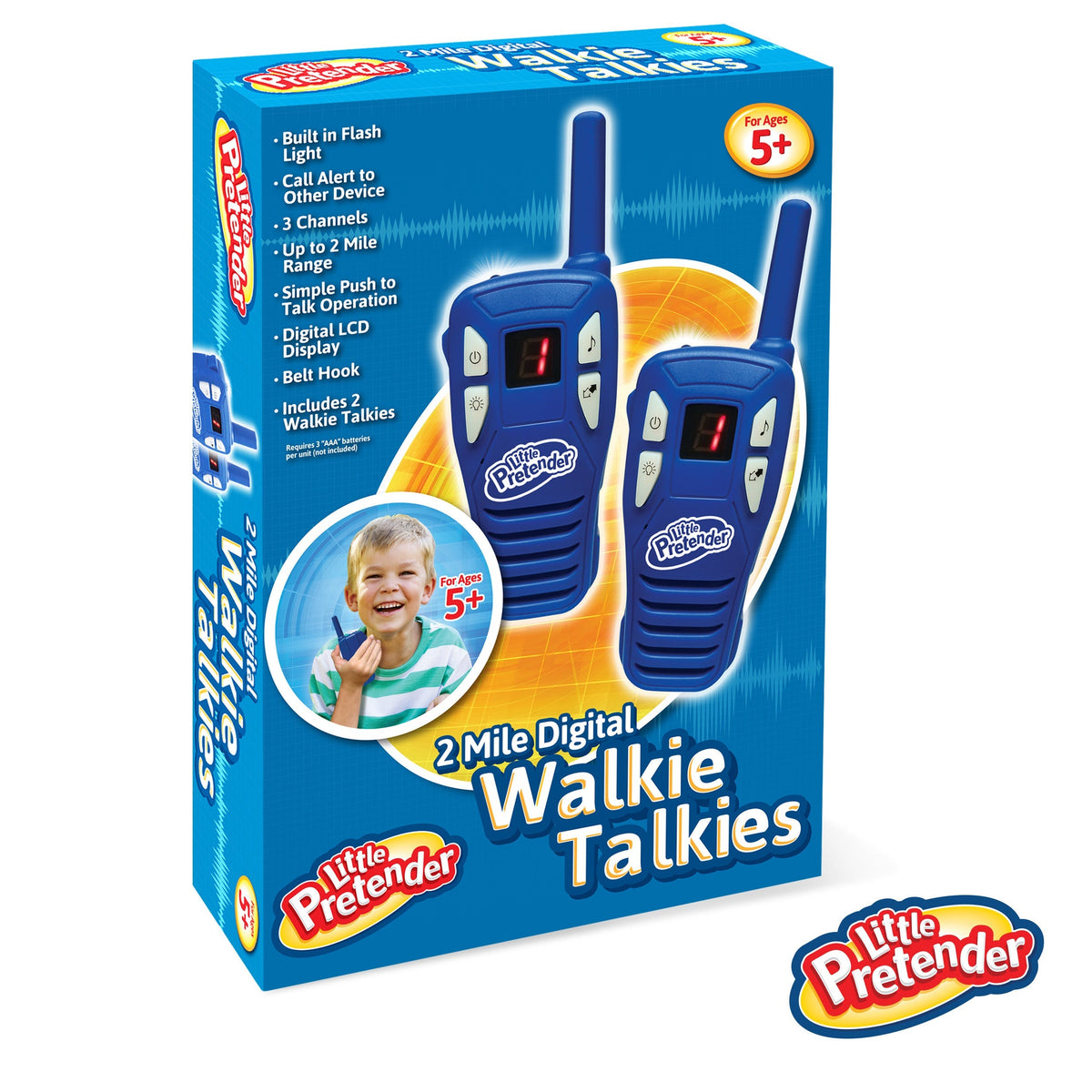 Little Pretender Kids Walkie Talkies 2-Pack - 2 Mile Range, Flashlight — two pack, view 3 | Judaica Square Lakewood