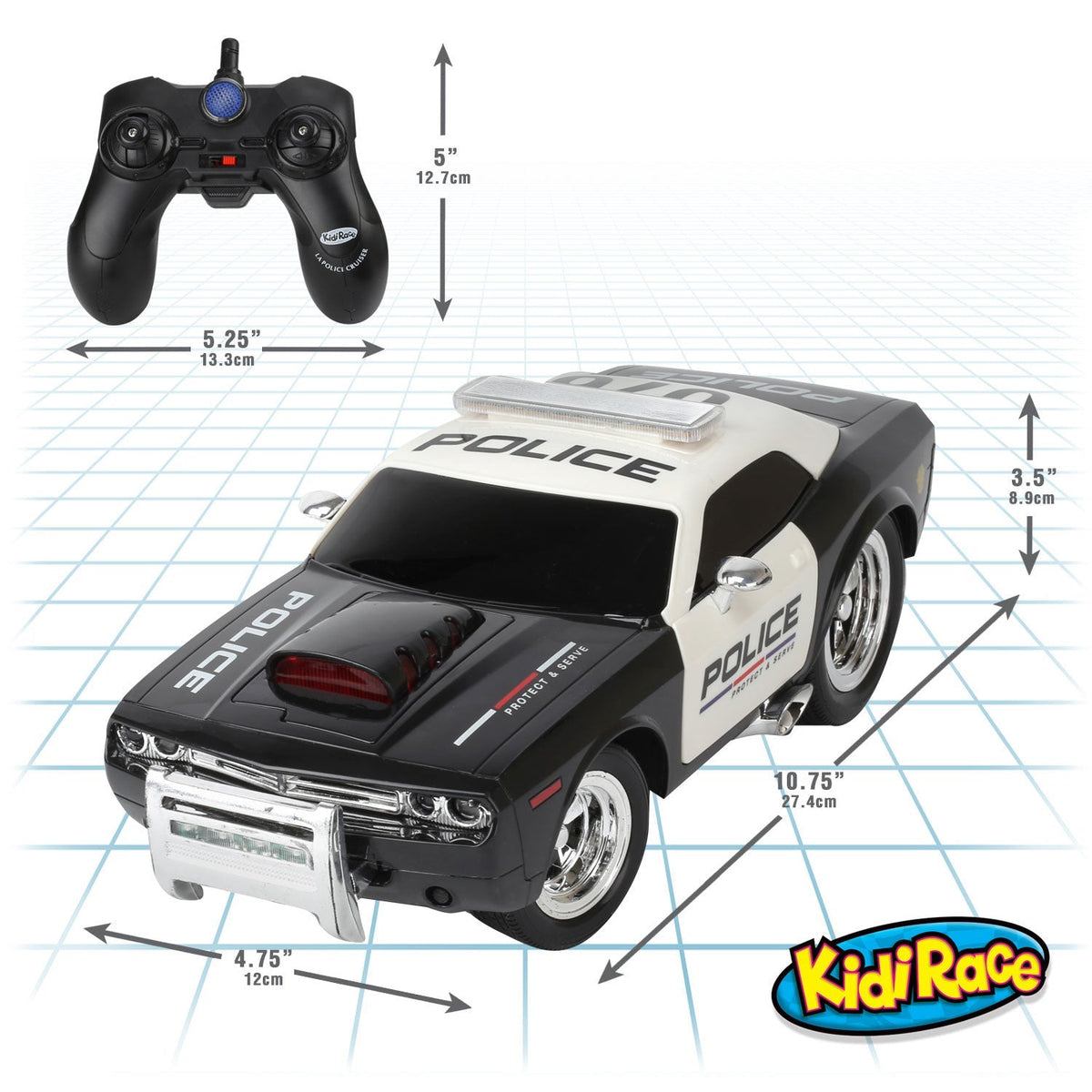 KidiRace RC Police Car with Lights & Sirens - Rechargeable — remote control, view 5 | Judaica Square Lakewood