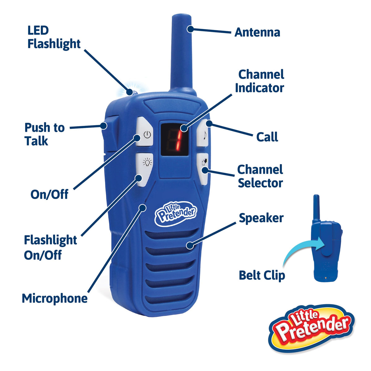 Little Pretender Kids Walkie Talkies 2-Pack - 2 Mile Range, Flashlight — two pack, view 4 | Judaica Square Lakewood