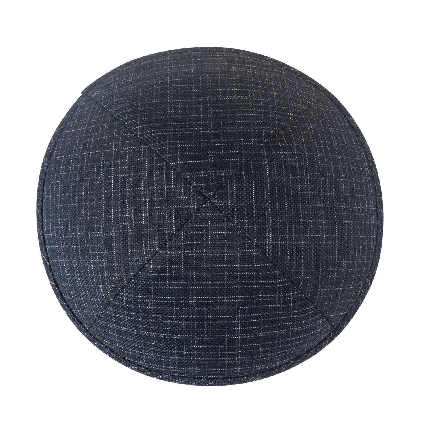 Navy Yarmulka Kippah - side view showing six-panel design